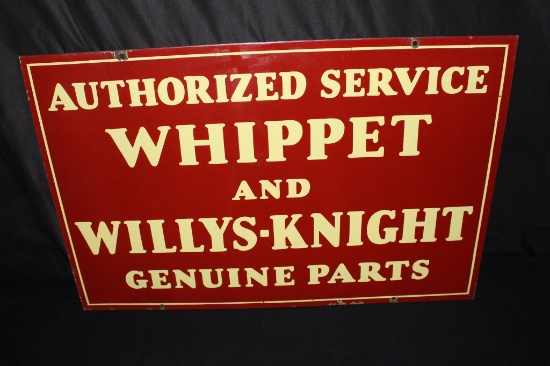 PORCELAIN WILLYS WHIPPET KNIGHT PARTS SERVICE SIGN