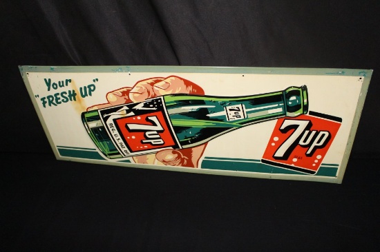 FRESH UP SEVEN 7 UP SODA POP TIN SIGN