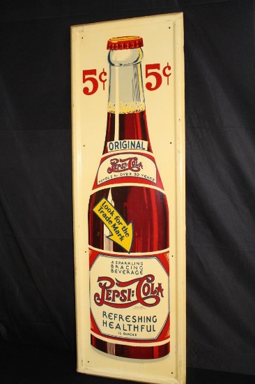 RARE 5 CENT DOUBLE DOT PEPSI COLA SODA POP SIGN