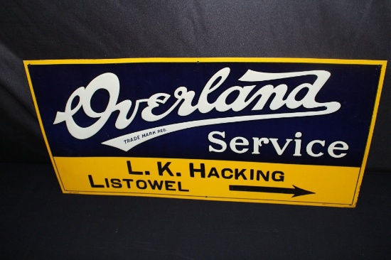 NOS OVERLAND SERVICE TIN AUTOMOBILE SIGN