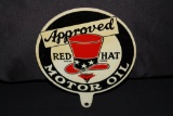 RARE RED HAT MOTOR OIL LUBESTER PADDLE SIGN