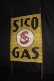 SCHOCK INDEPENDENT OIL CO SICO GASOLINE WOOD SIGN