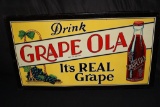 LARGE GRAPOLA  GRAPE SODA POP TIN SIGN