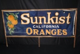 RARE CANVAS BANNER SIGN CALIFORNIA SUNKIST ORANGES