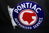 PORCELAIN PONTIAC AUTHORIZED SERVICE FLANGE SIGN