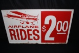 RARE AIRPLANE RIDES $2.00 TIN AVIATION SIGN