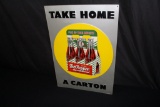 NOS DR PEPPER TAKE HOME A CARTON SODA POP TIN SIGN