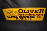 GENUINE OLIVER PLOWS AND IMPLEMENTS TIN FARM SIGN