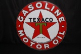 PORCELAIN TEXACO GASOLINE MOTOR OIL SIGN IRON RING