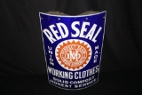 PORCELAIN RED SEAL WORKING CLOTHES CORNER SIGN