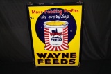 PORCELAIN ALLIED MILLS WAYNES FEED SIGN