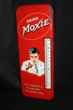 DRINK MOXIE SODA POP THERMOMETER TIN SIGN