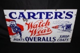 CARTERS WATCH THE WEAR OVERALLS PORCELAIN SIGN