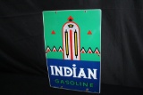 PORCELAIN INDIAN GASOLINE GAS PUMP SIGN PLATE