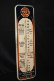 GULF GASOLINE & MOTOR OIL THERMOMETER SIGN