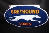 PORCELAIN GREYHOUND BUS LINES SIGN