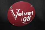 PORCELAIN VELVET 98 GAS PUMP SIGN