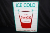 ICE COLD COCA COLA CUP SODA POP TIN SIGN