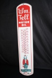 WM TELL MOTOR OIL THERMOMETER TIN SIGN