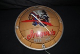 IROQUIOS BEER & ALE DOUBLE BUBBLE CLOCK SIGN