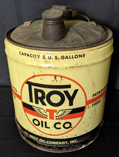 5 GAL OIL CAN TROY OIL CO INDIANAPOLIS INDIANA