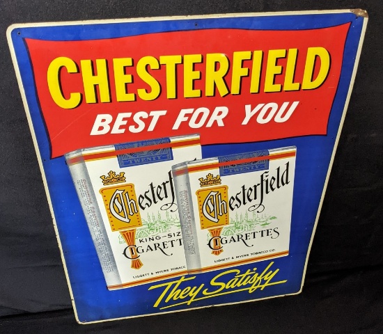 EMBOSSED TIN SIGN CHESTERFIELD CIGARETTES