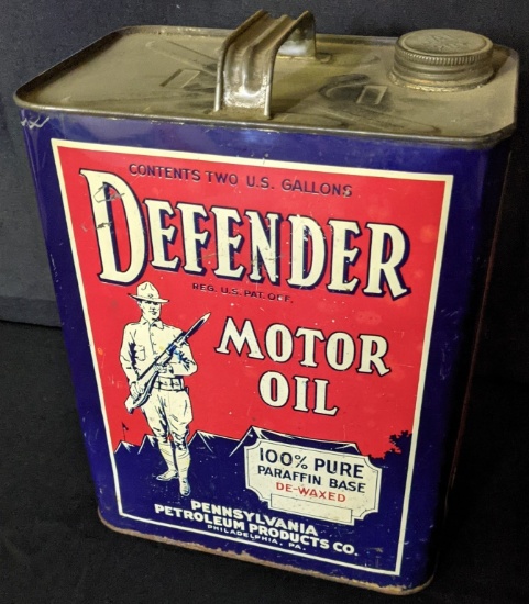 2 GAL OIL CAN DEFENDER PENNSYLVANIA PETROLEUM CO