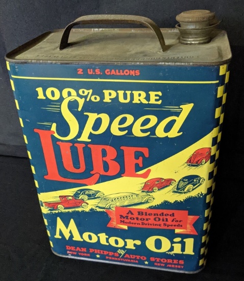 2 GAL OIL CAN SPEED LUBE DEAN PHIPPS AUTO STORES