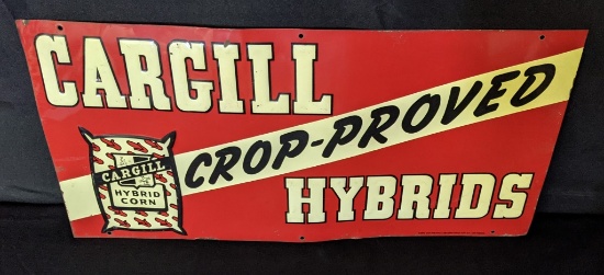 EMBOSSED TIN SIGN CARGILL HYBRID SEED CORN SIGN