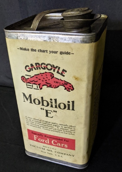 1 GAL OIL CAN MOBIL MOBILOIL E GARGOYLE FOR FORDS