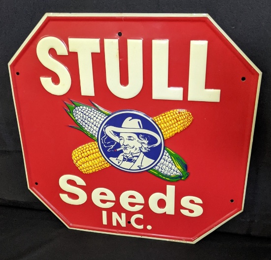 EMBOSSED TIN SIGN STULL SEED CORN