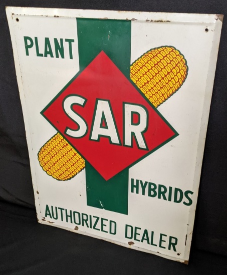 EMBOSSED TIN SIGN PLANT SAR HYBRID SEED CORN