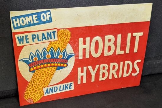 EMBOSSED TIN SIGN HOBILT HYBRID SEED CORN