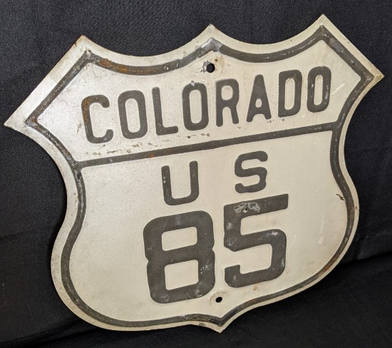 EMBOSSED STEEL SIGN US ROUTE HWY 85 COLORADO