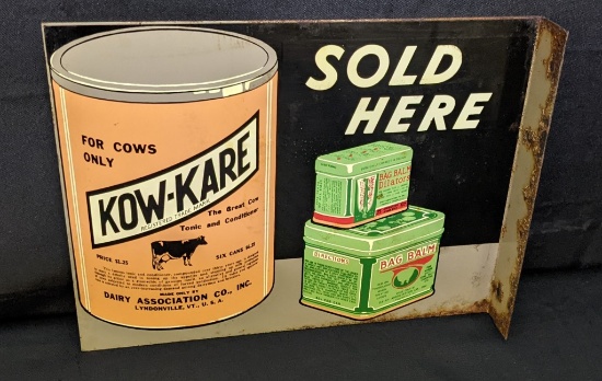 TIN FLANGE SIGN KOW KARE BAG BALM SOLD HERE