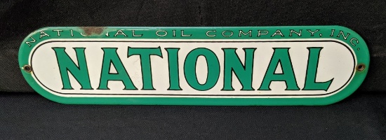 PORCELAIN GAS PUMP SIGN NATIONAL OIL COMPANY