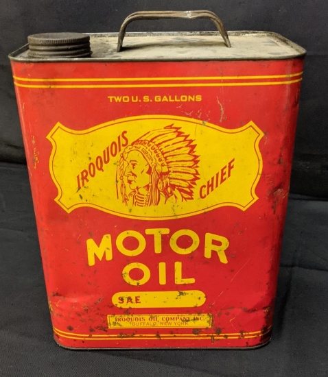 2 GAL OIL CAN IROQUIOS CHIEF PETROLEUM BUFFALO NY
