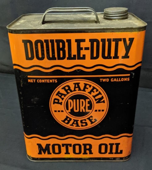 2 GAL OIL CAN DOUBLE DUTY MOTOR OIL MICHIGAN
