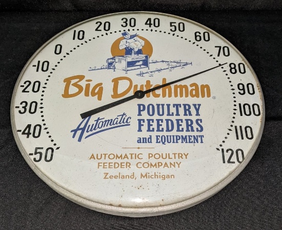 12" THERMOMETER SIGN BIG DUTCHMAN POULTRY FEEDS