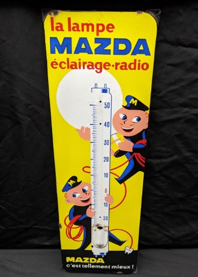 PORCELAIN THERMOMETER SIGN MAZDA LAMPS