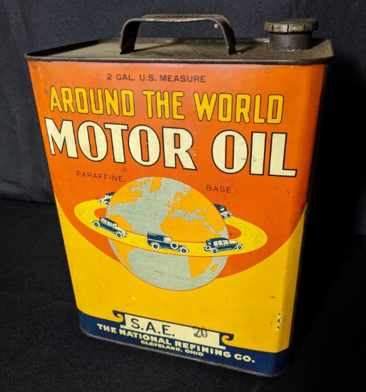 2 GAL OIL CAN AROUND THE WORLD NATIONAL REFINING