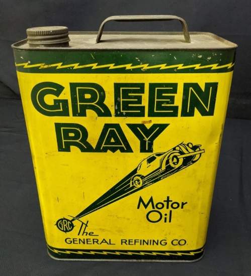 2 GAL OIL CAN GREEN RAY GENERAL REFINING BALTIMORE