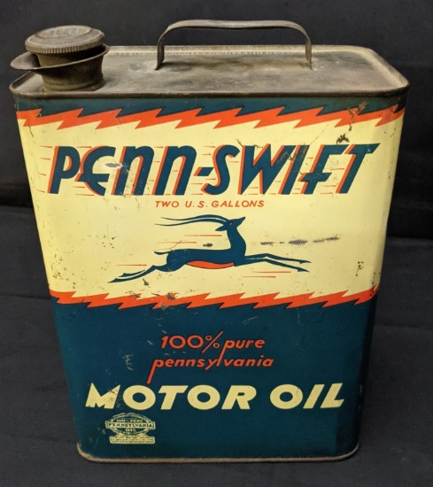 2 GAL OIL CAN PENN SWIFT PENNSYLVANIA MOTOR OIL