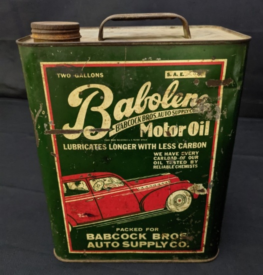 2 GAL OIL CAN BABOLENE BABCOCK BROS AUTO SUPPLY