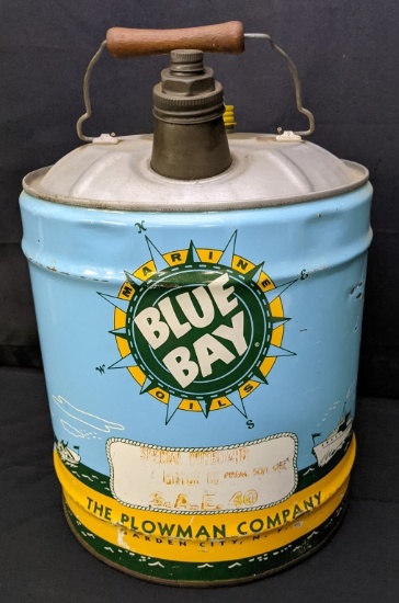 5 GAL OIL CAN BLUE BAY MARINE OUTBOARD GARDEN CITY