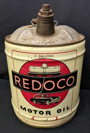 5 GAL OIL CAN REDOCO RED HEAD GAS STATIONS