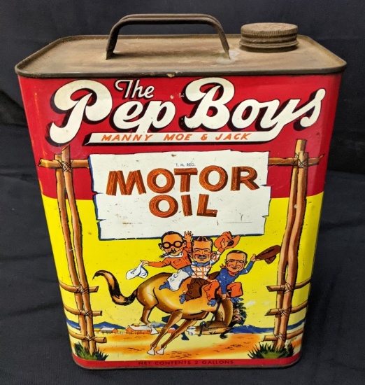 2 GAL OIL CAN PEP BOYS MOTOR OIL