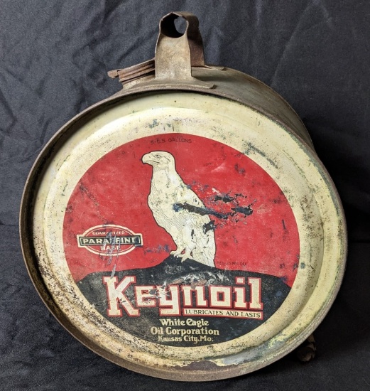 5 GAL ROCKER OIL CAN WHITE EAGLE KEYNOIL