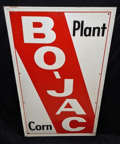 LARGE EMBOSSED TIN SIGN BO-JAC SEED CORN