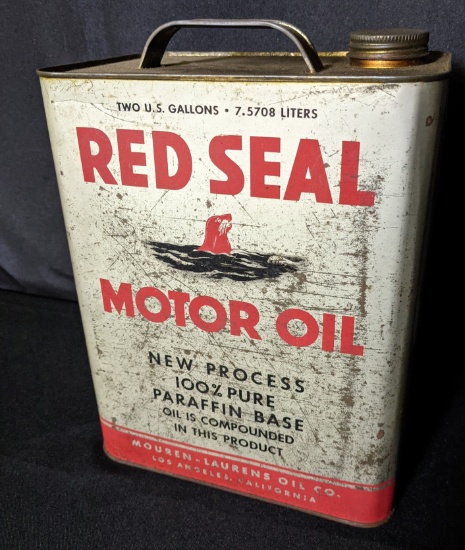 2 GAL OIL CAN RED SEAL MOUREN LAURENS OIL CO